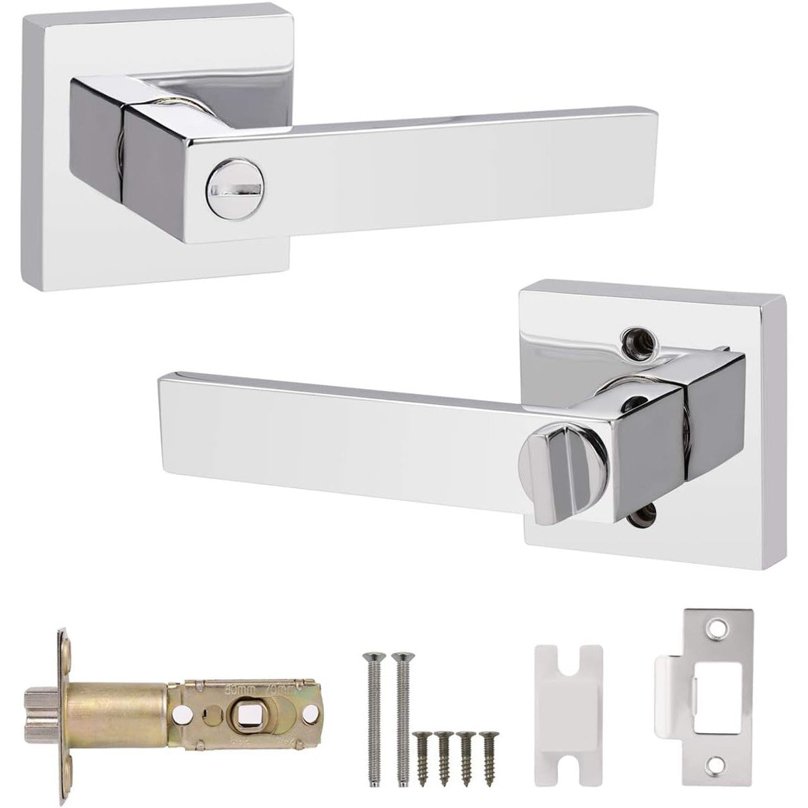 Probrico Privacy Door Lever | Brushed Nickel Square Handle for Bathroom