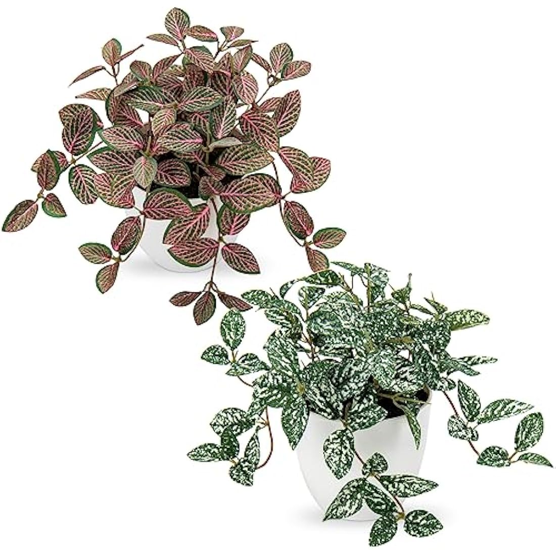 Small Artificial Potted Plants - Set of 2 Faux Indoor Greenery