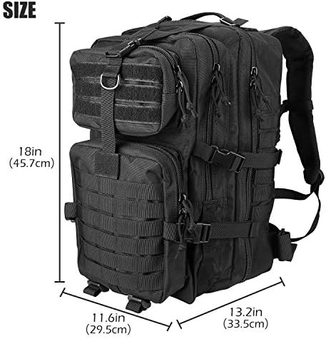 ProCase Military Tactical Backpack | 42L Large Assault Pack – Black