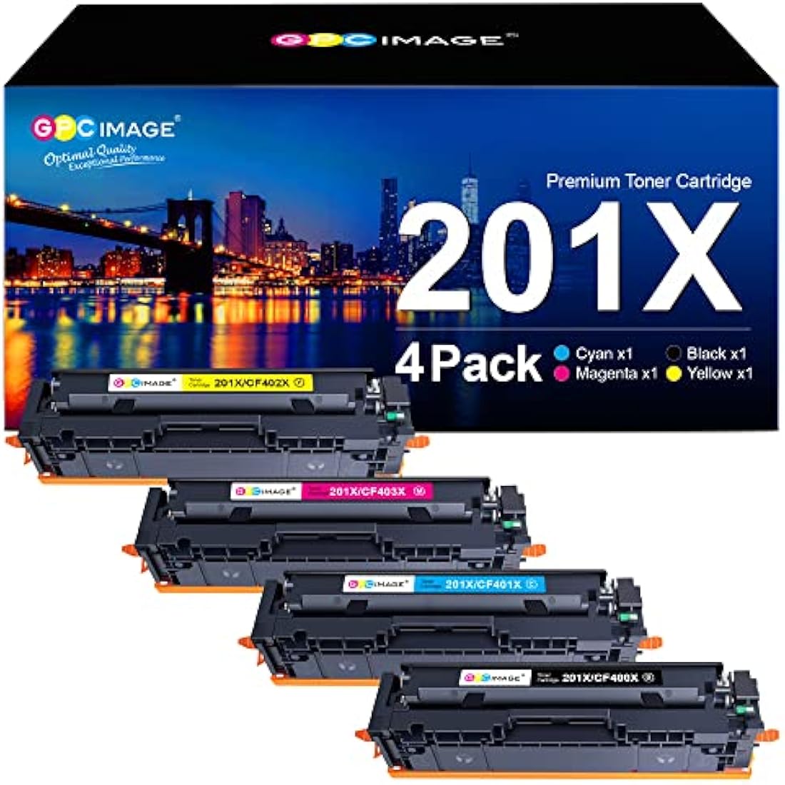 GPC Image 201X Compatible Toner for HP Color LaserJet Pro M252 M277 | 4-Pack
