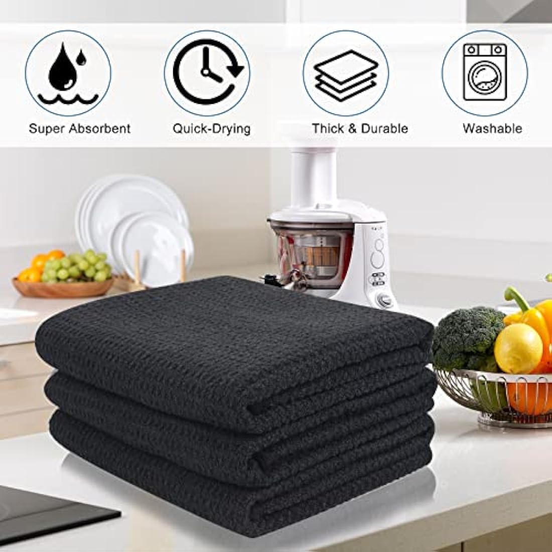 Jolof Store Microfibre Tea Towels – 6 Pack Waffle Weave Dish Cloths