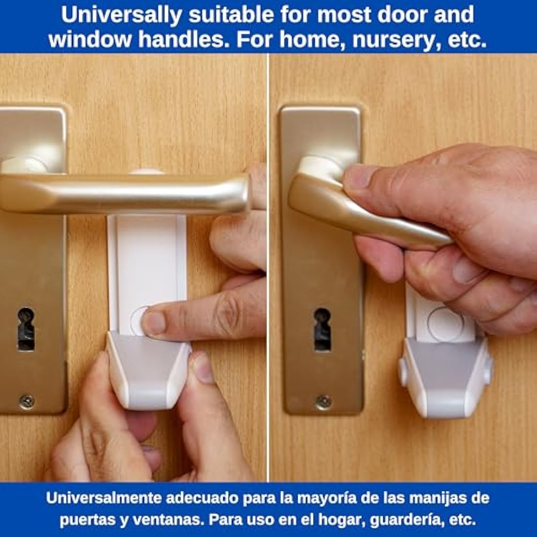 Child Proof Door Lever Lock – 2 Pack White Safety Latch