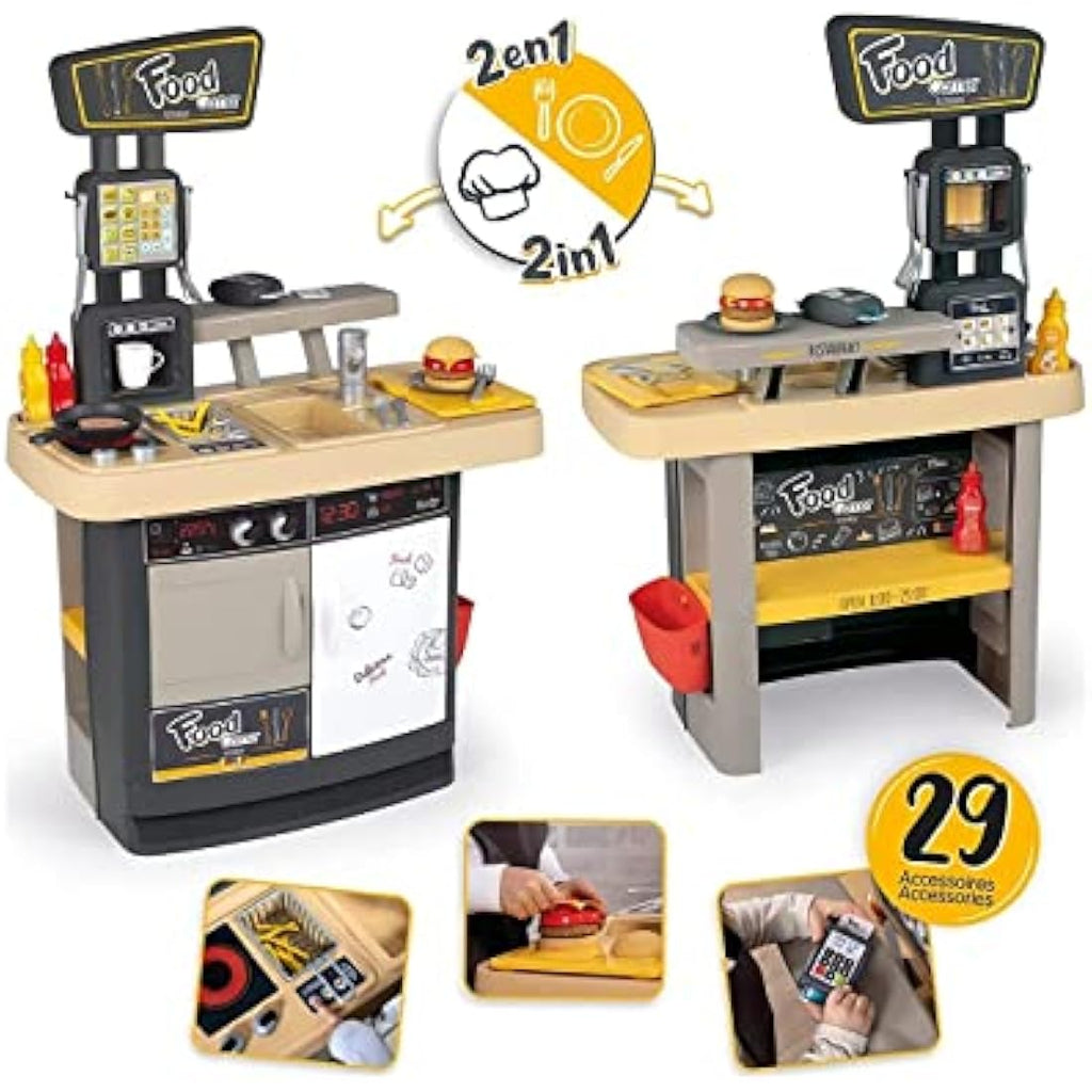 Smoby Food Corner – Cuisine Restaurant Enfant avec 29 Accessoires
