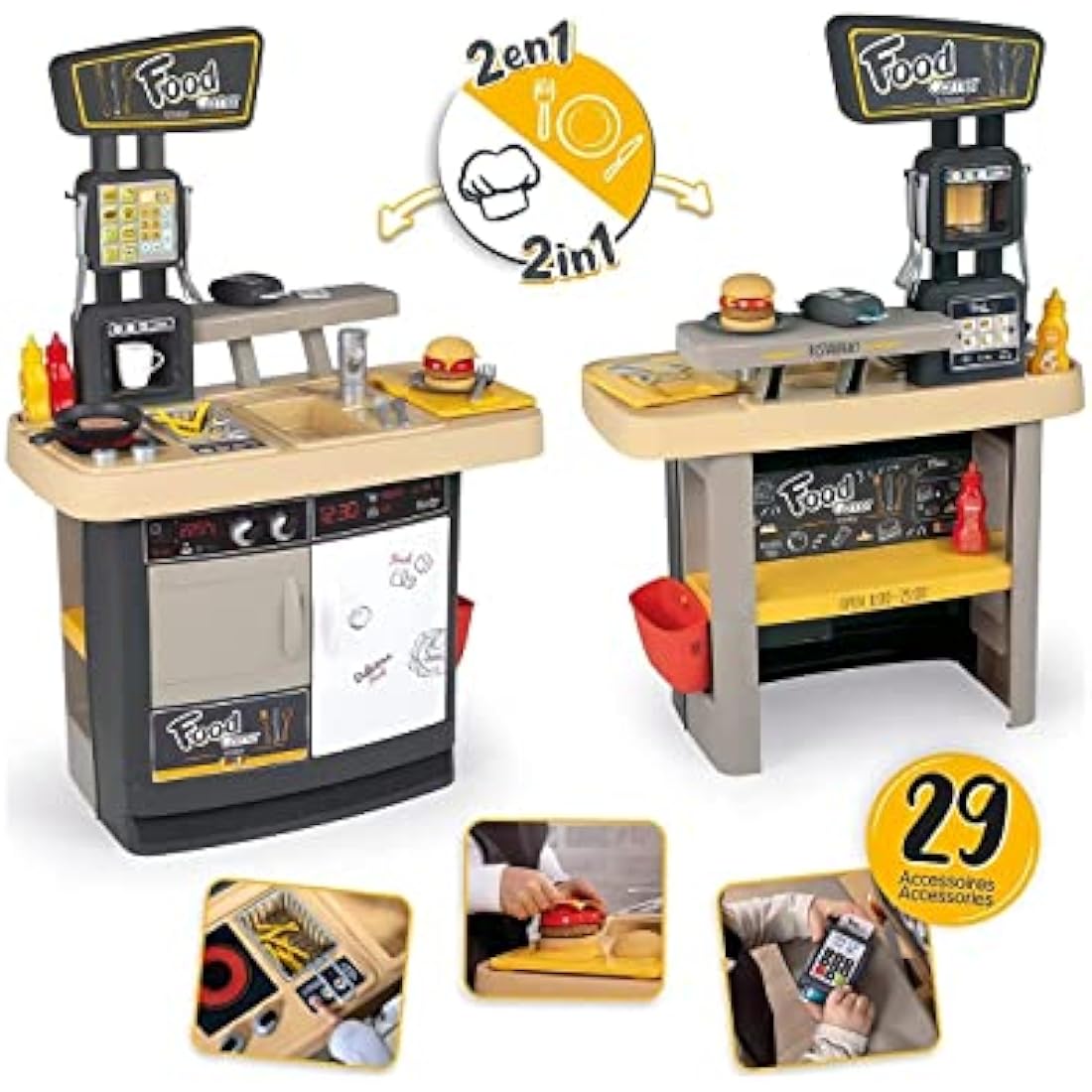 Smoby Food Corner – Cuisine Restaurant Enfant avec 29 Accessoires