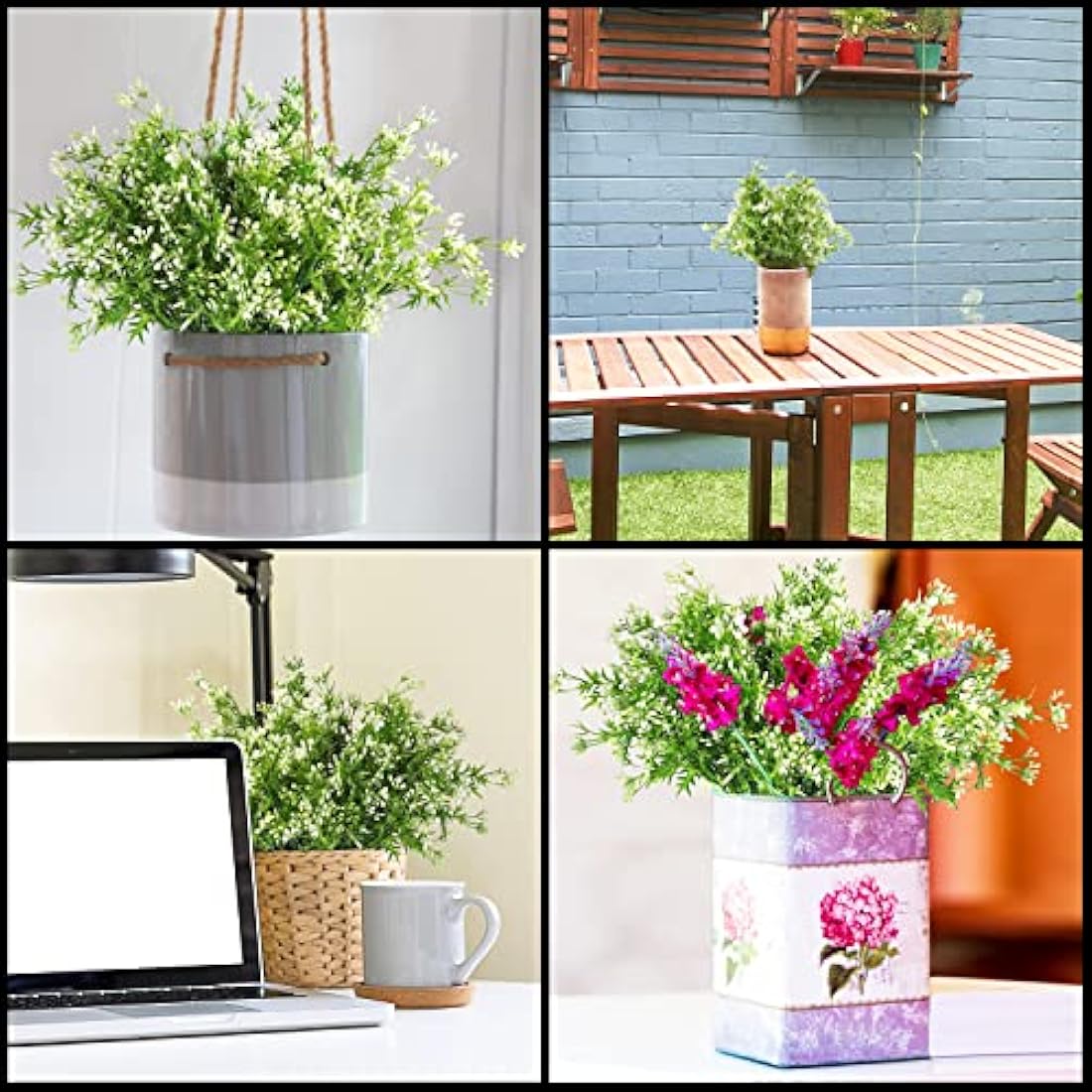 BELLE VOUS 6 Pack Artificial Pearl Grass Faux Hanging Plants for Decor