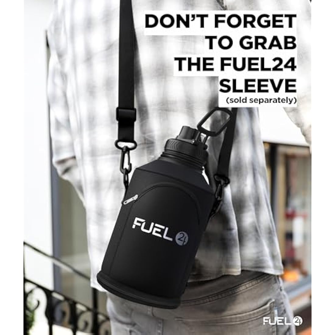 Fuel24 Stainless Steel Water Bottle – 1.3L Leakproof Gym Jug