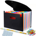 A4 Expanding File Organiser – 24 Pockets with Lid & Labels