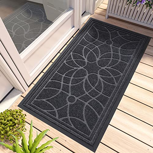 DEXI Non-Slip Dirt Trapper Door Mat - Grey Indoor Outdoor 60x120cm