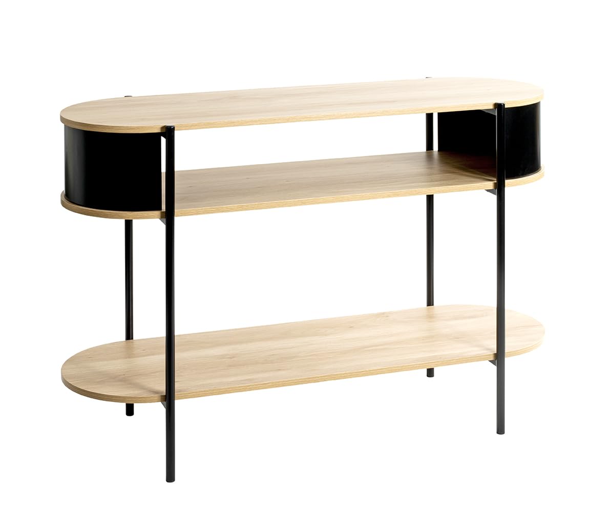 HAKU console, oak, black, metal, chipboard. Dimensions: W 110 x H 76 x D 39 cm. Style: Modern - image 1