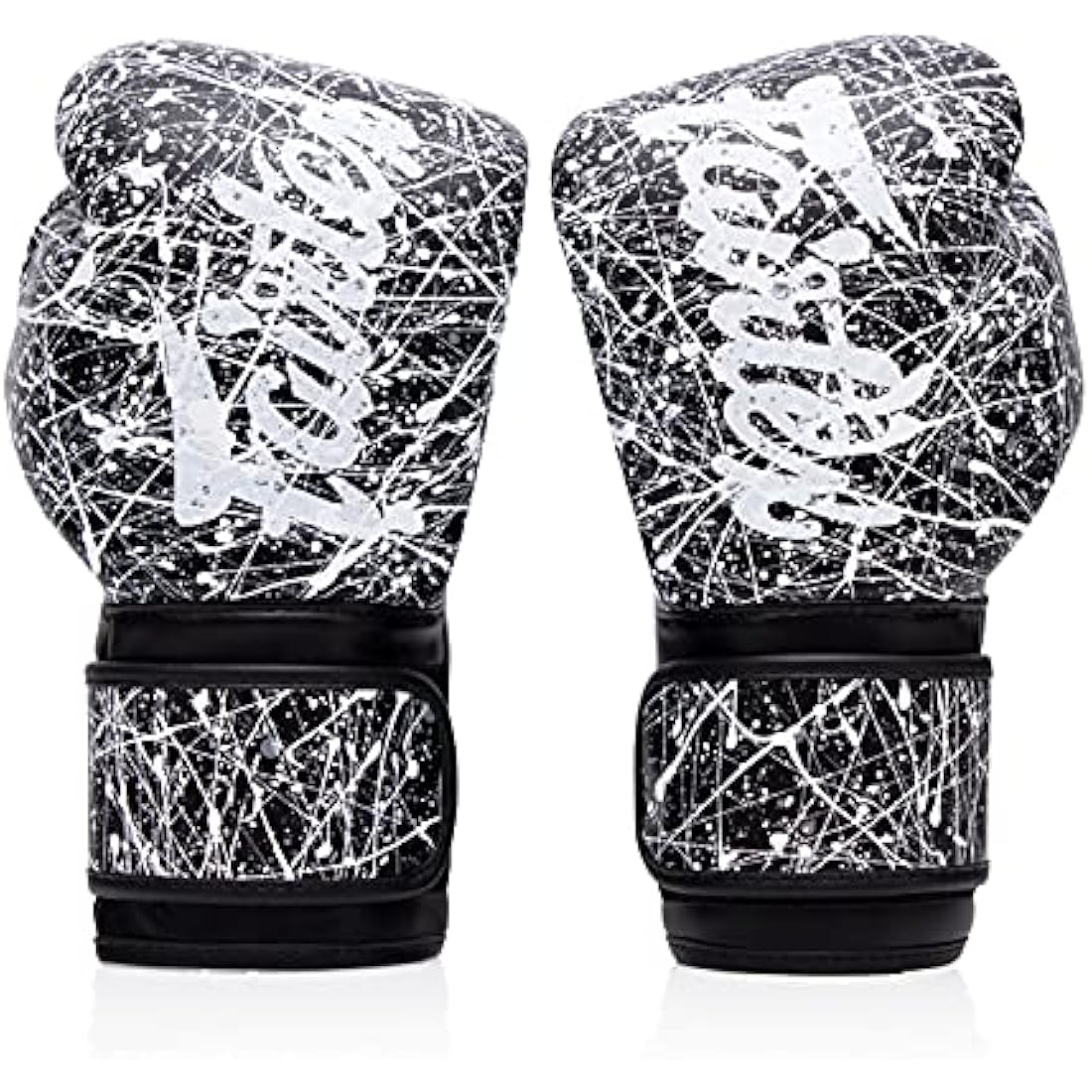 Fairtex Microfibre Muay Thai Boxing Gloves - Black/White, 12 oz