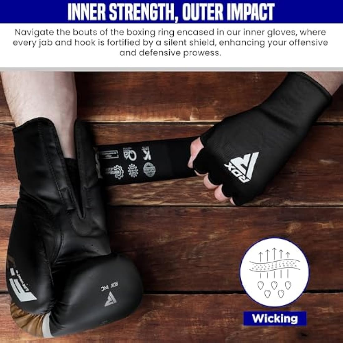 RDX Boxing Hand Wraps - Elasticated Inner Gloves for MMA & Muay Thai