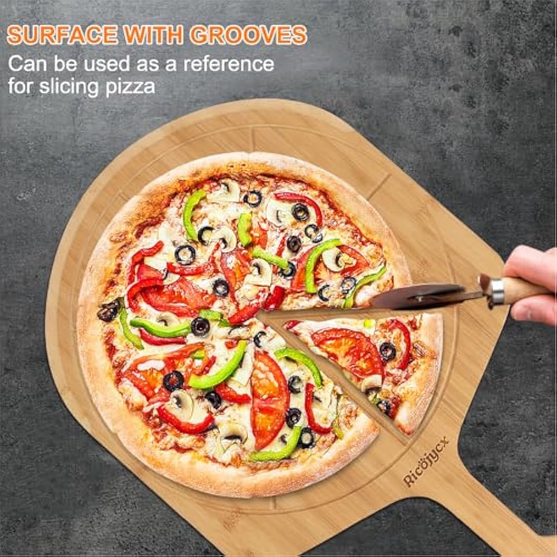 14" Bamboo Pizza Cutting Board – 2 Pack Double-Sided Peel