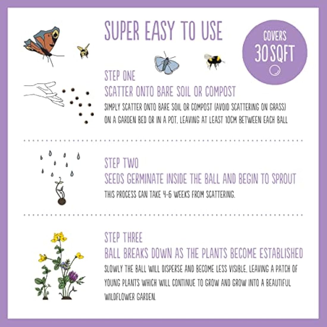 Seedball Butterfly Mix Wildflower Seed Bombs - 20 Pack Eco-Friendly Tin
