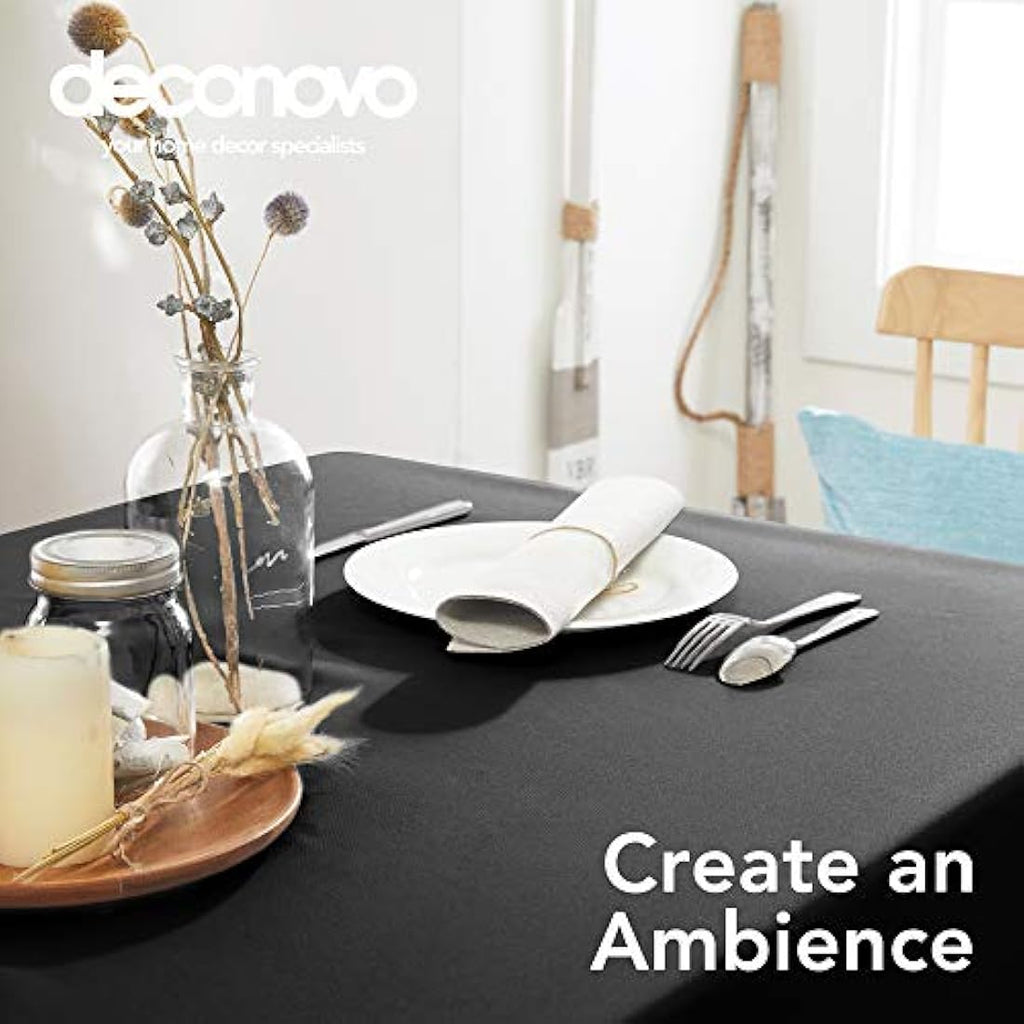 Deconovo Black Oxford Tablecloth – Water Resistant Rectangle Table Cover