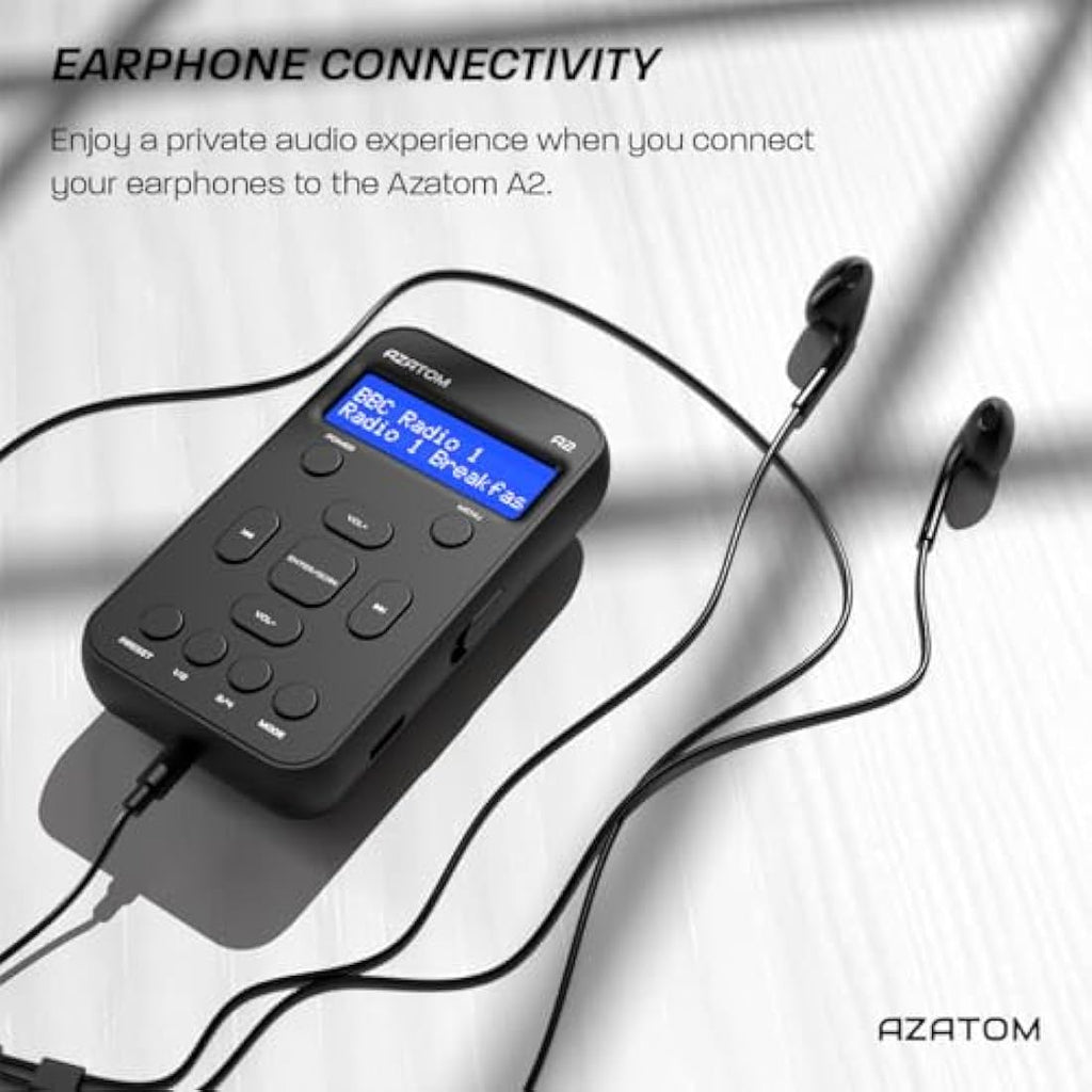 Azatom A2 Portable DAB/DAB+ & FM Digital Radio with Sports Earphones