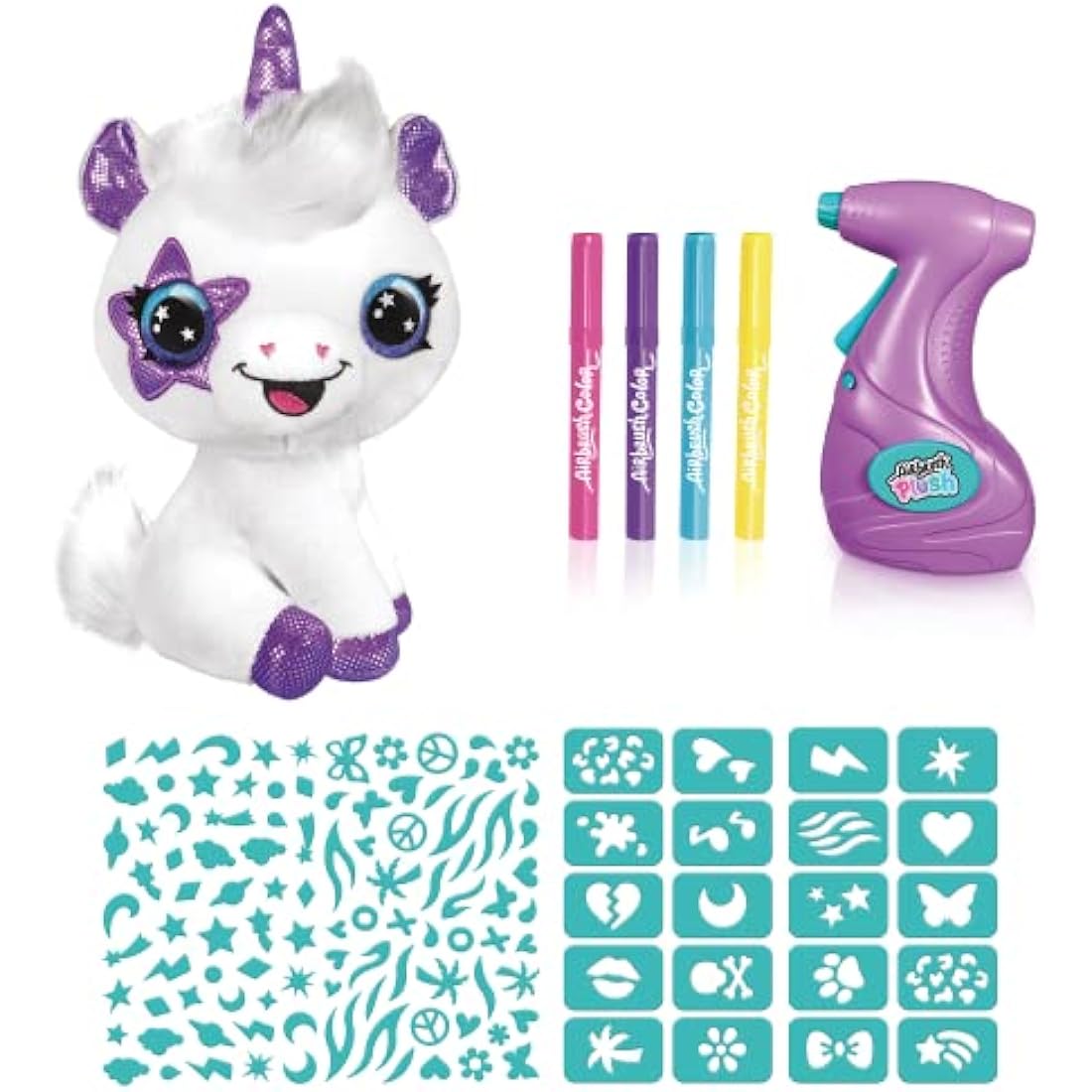 Canal Toys Unicorn Airbrush Plush - DIY Spray Art Toy with Stencils