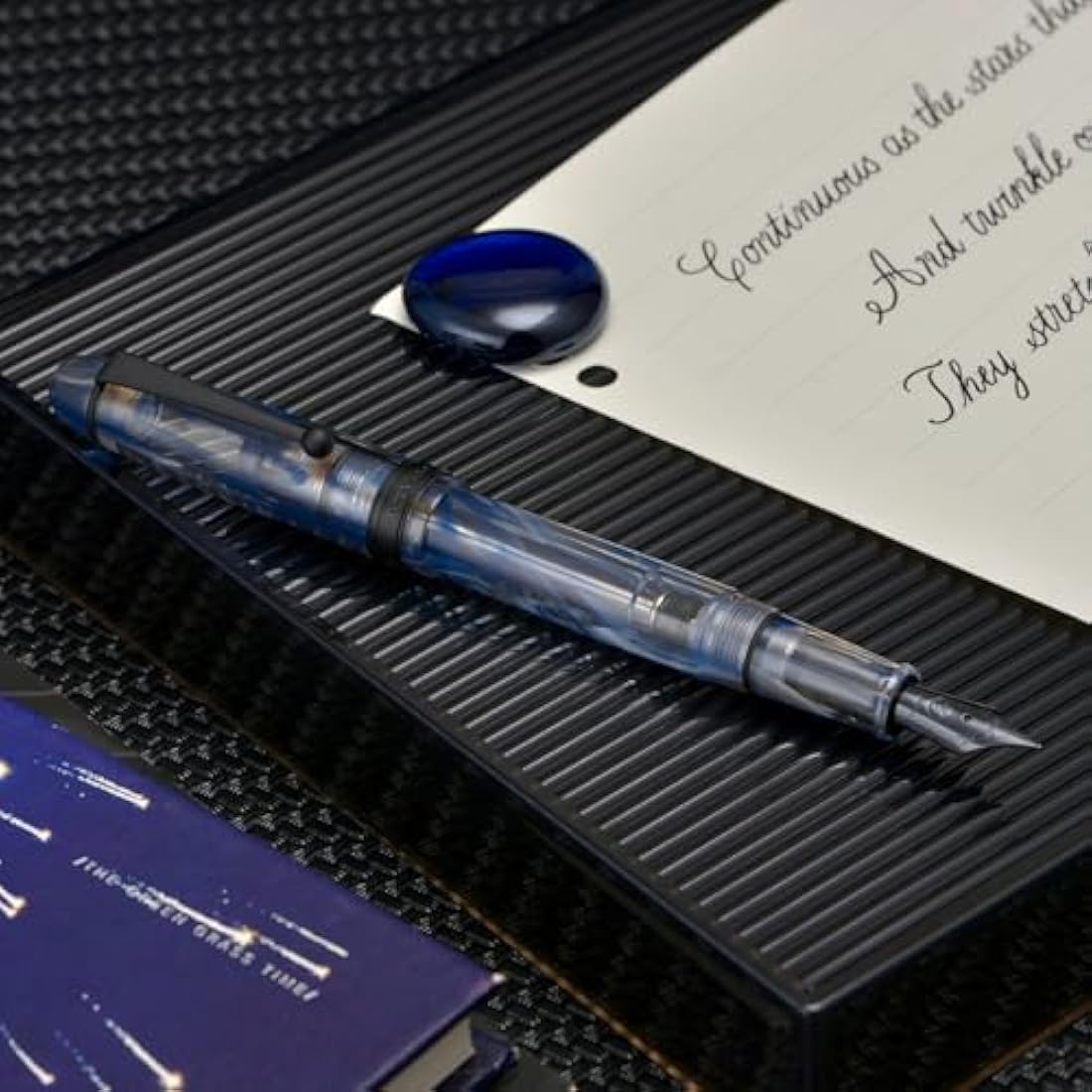 Asvine V126 Vacuum Filling Fountain Pen – Matte Black Acrylic, Fine Point
