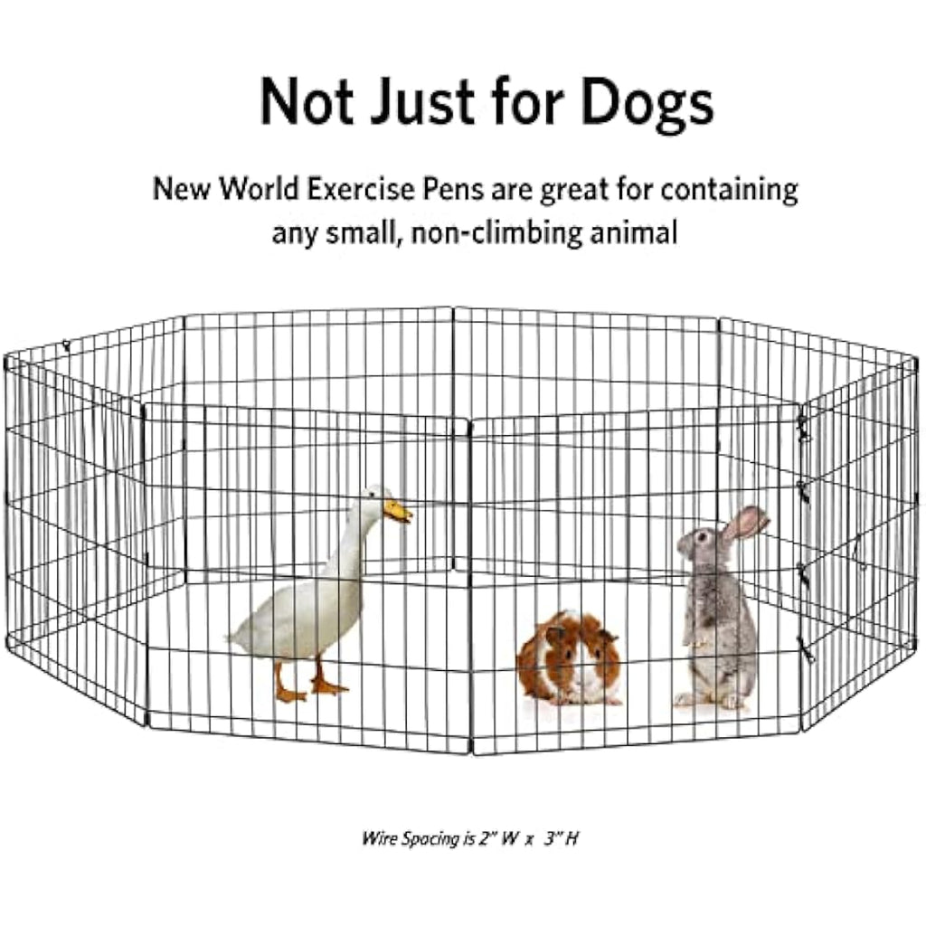 New World Metal Dog Exercise Pen | 76cm Black Portable Pet Playpen