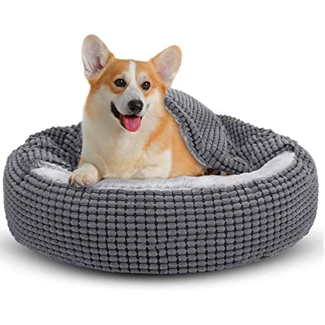 JOEJOY Calming Donut Dog Bed – Washable Hooded Pet Cave for Cats