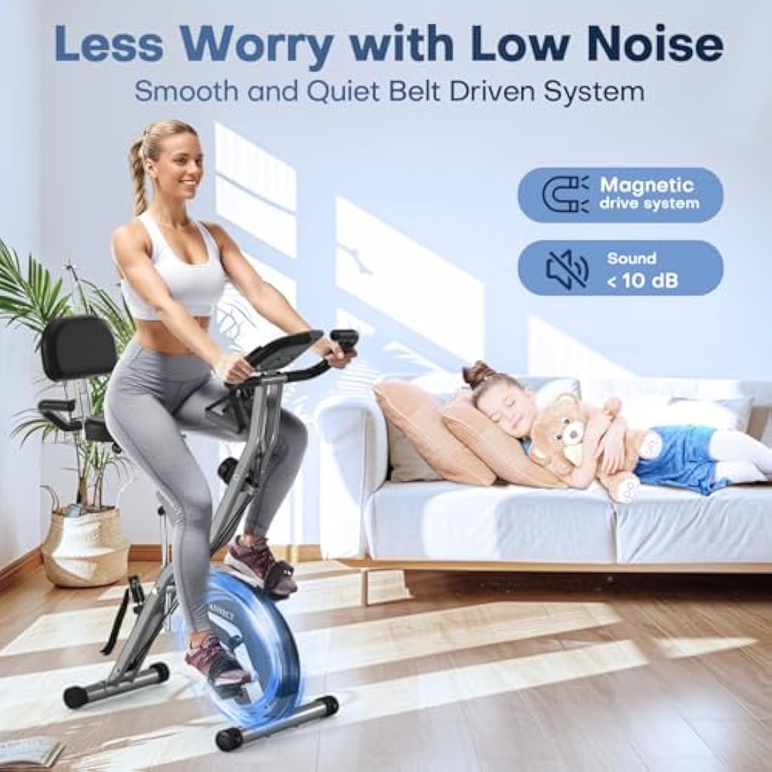 Vannect Foldable Exercise Bike – 16-Level Magnetic Resistance Home Gym