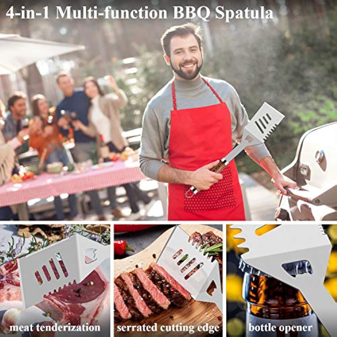ROMANTICIST 26pcs Stainless Steel Grill Tool Set with Aluminum Case