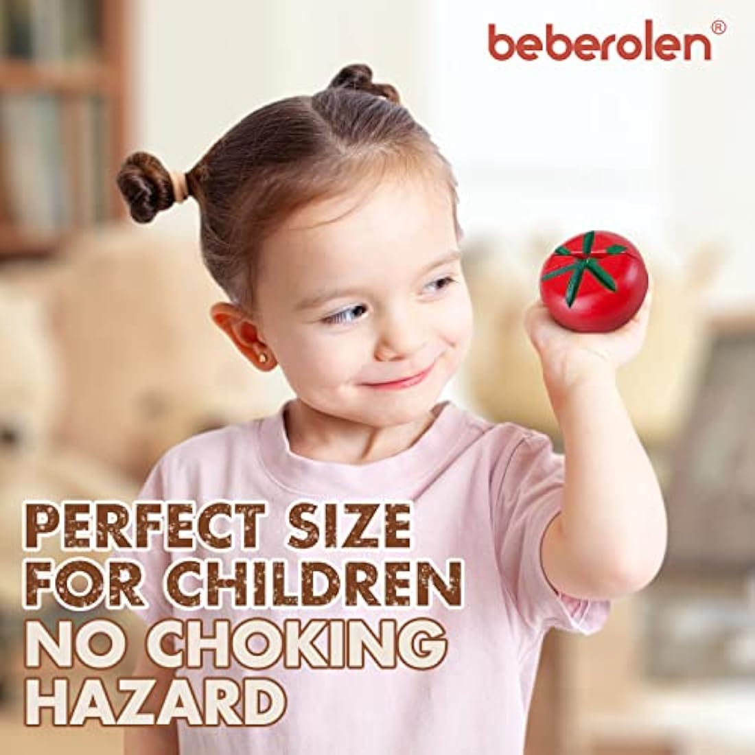 Beberolen Wooden Play Food Set – Montessori Cutting Fruit & Vegetable Toys