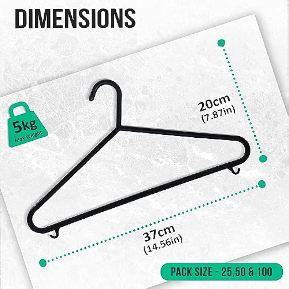 Jolof Store Black Plastic Clothes Hangers – 50 Pack Space Saving Slim