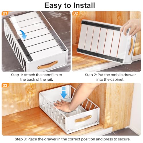 Kitstorack Pull Out Cabinet Organizer | Heavy Duty No-Drill Sliding Drawer