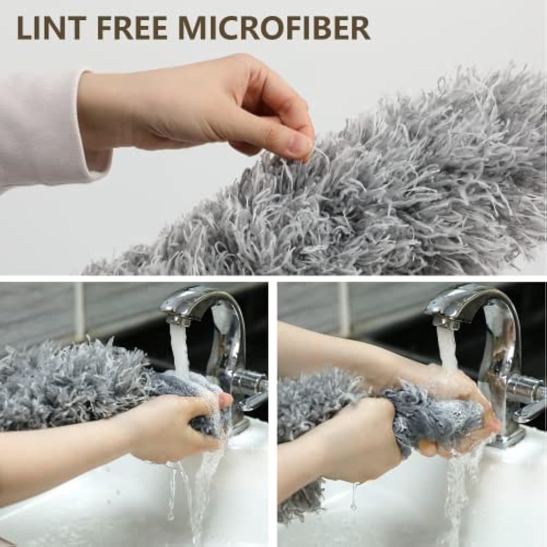 ENJSD Microfiber Feather Duster – 100in Extendable Telescopic Pole, Grey