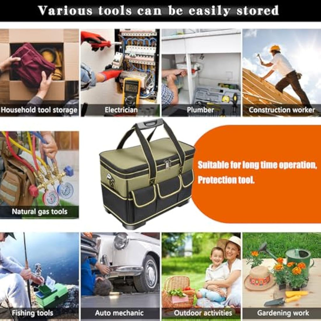 Noosverl Heavy Duty Tool Bag | Waterproof Oxford Storage Tote with Strap