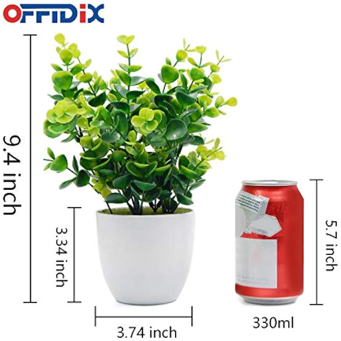 Mini Artificial Eucalyptus Plant with White Vase for Desk