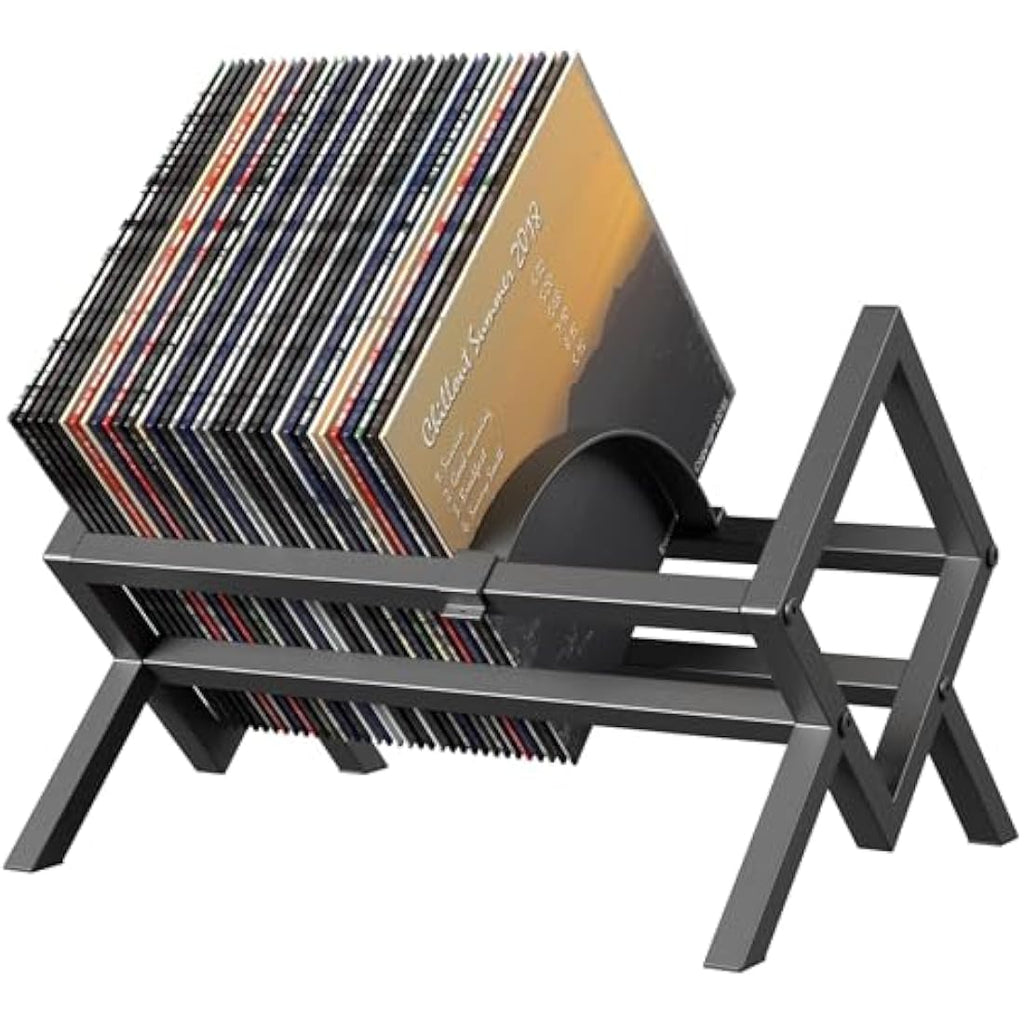 COWISH Vinyl Record Storage Holder – Metal 80-100 LP Album Stand, Black