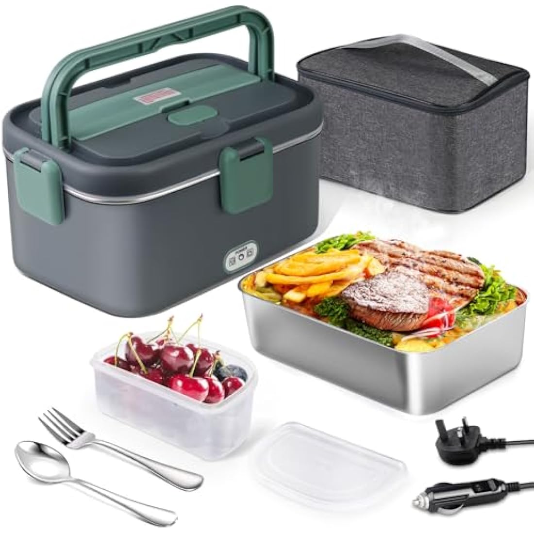 AUTOPkio 1.8L Electric Lunch Box - 80W Heated Food Warmer for Car & Office