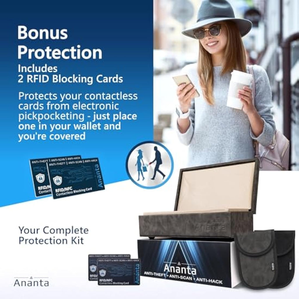 Ananta Faraday Box for Car Keys – RFID Signal Blocker & Pouch (Grey)