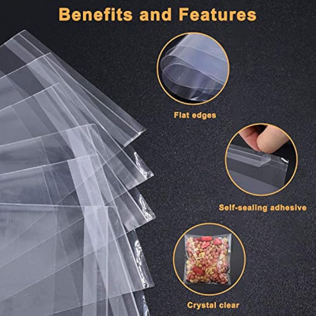 Sabco 100 Clear Cellophane Bags | Self-Seal Food Safe OPP (22.5x30.5cm)