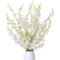 Kisflower 12Pcs White Artificial Dancing Orchids - 38" Silk Flower Stems