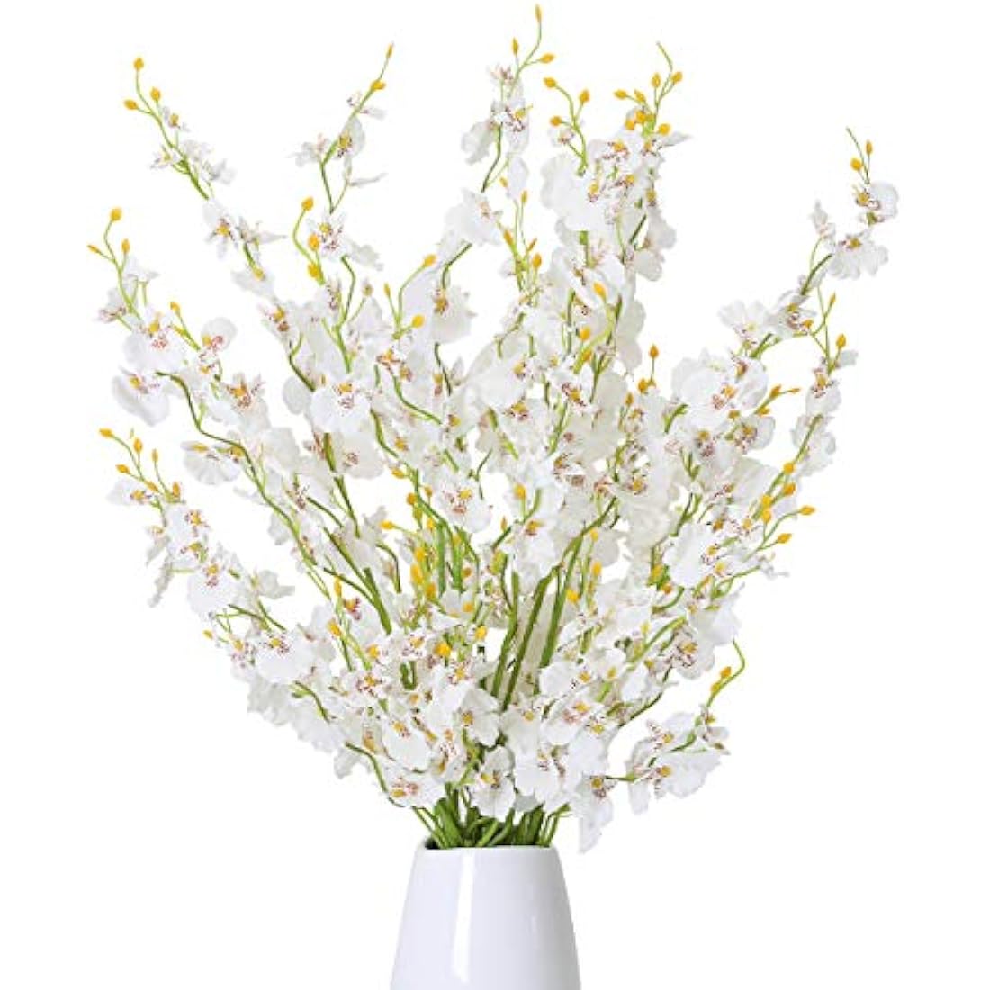 Kisflower 12Pcs White Artificial Dancing Orchids - 38" Silk Flower Stems
