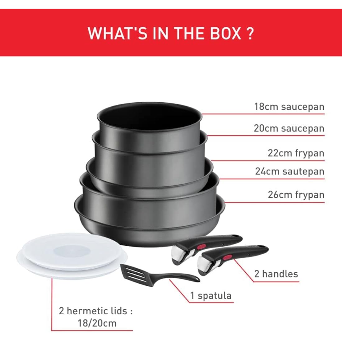 Tefal Ingenio Daily Chef 10-Piece Non-Stick Induction Pan Set – Grey