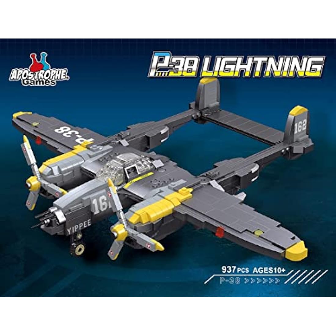 Apostrophe Games P-38 Lightning Fighter Jet Building Block Set - 937 Pcs