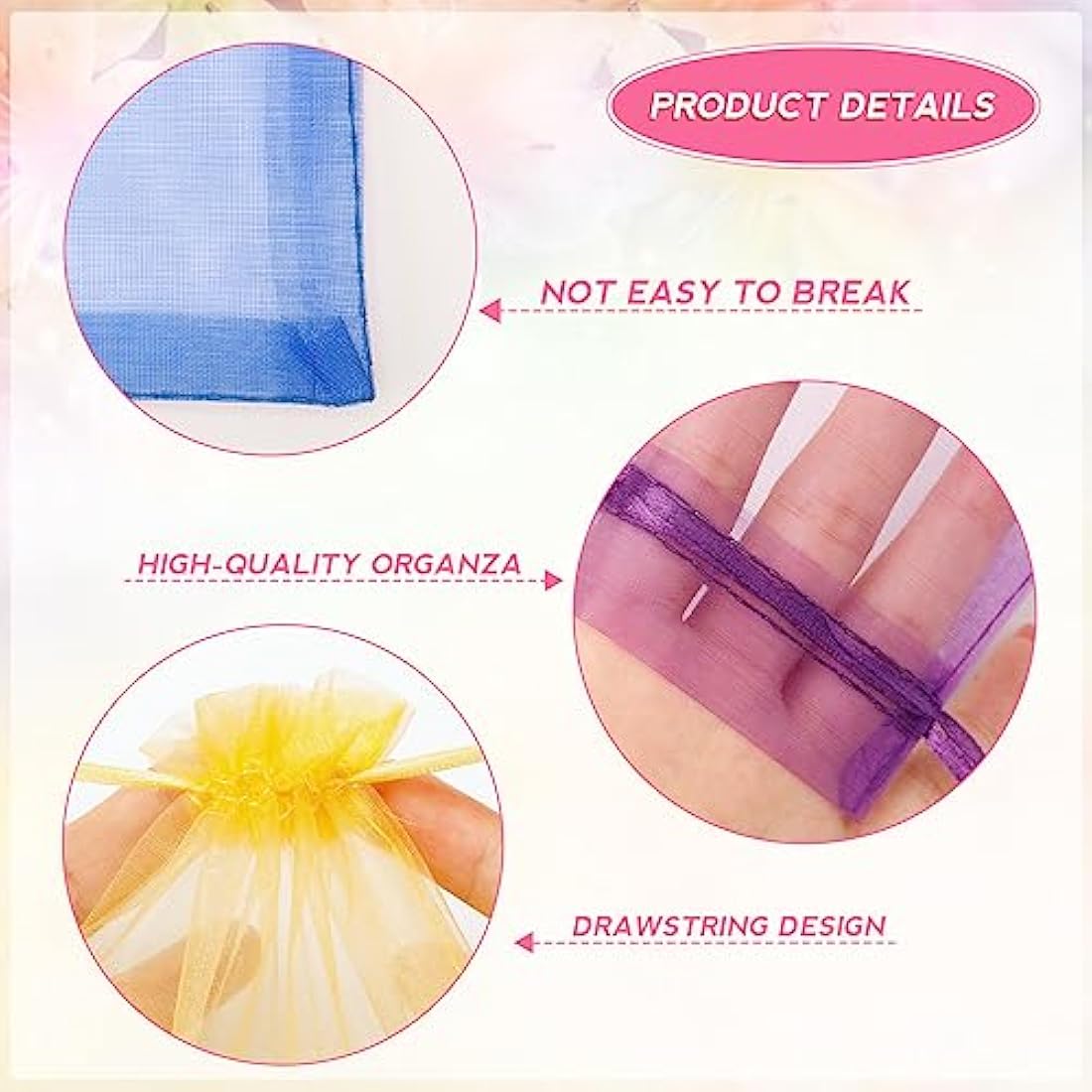 G2PLUS 100pcs Organza Gift Bags | 10x15cm Mesh Jewelry Favor Pouches