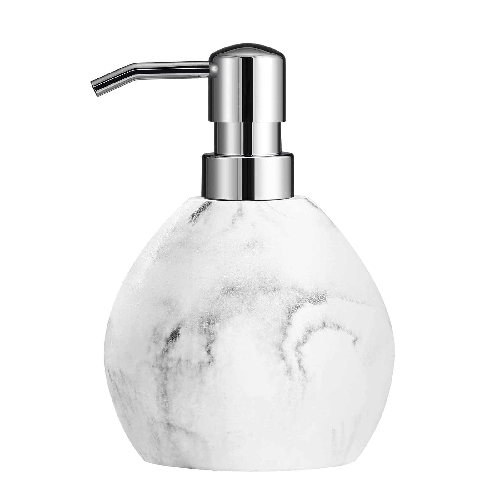 Luxspire Resin Hand Soap Dispenser | 15.2 oz White Marble Pump Bottle
