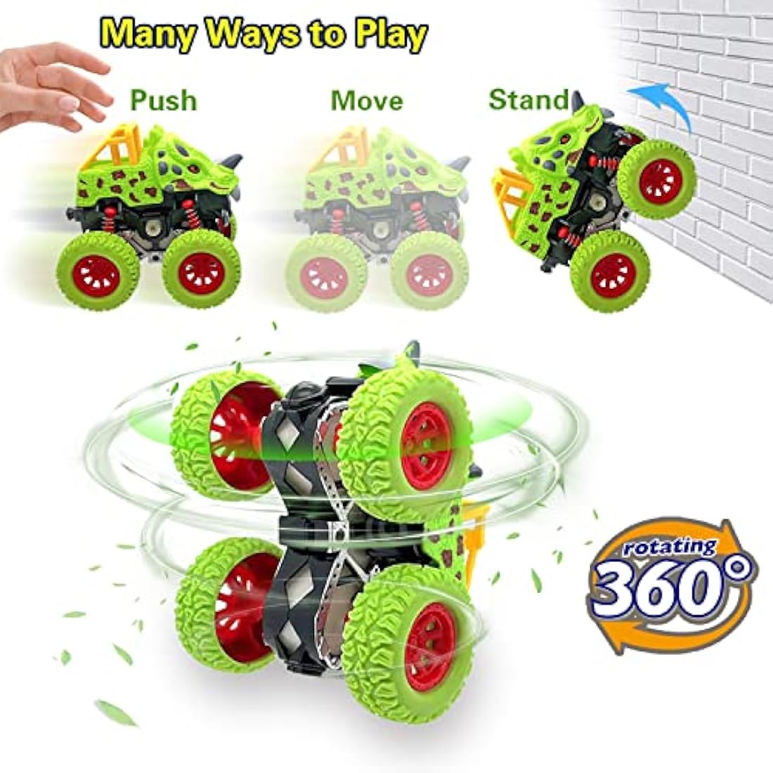AESTEMON Dinosaur Monster Truck Pull Back Toy Cars for Boys, 2-Pack