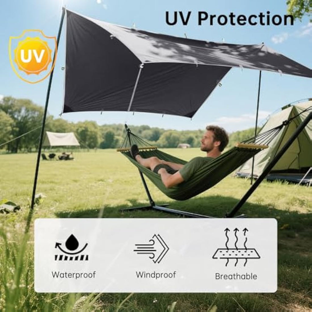 FREE SOLDIER Waterproof Camping Tarp – 3m x 3.2m Ripstop Hammock Shelter