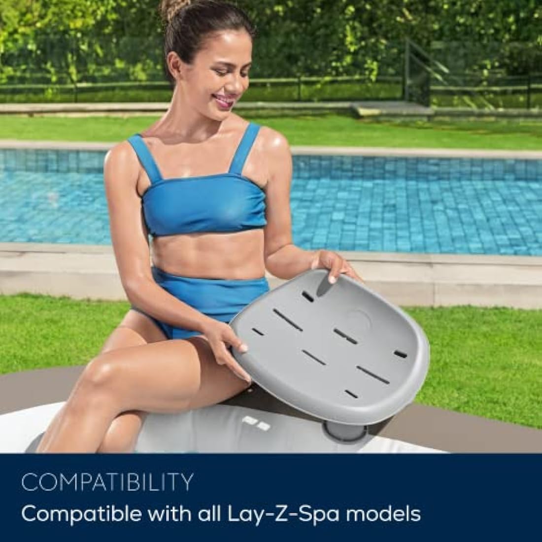 Lay-Z-Spa Adjustable Hot Tub Seat | Weighted Universal Spa Seat - Grey