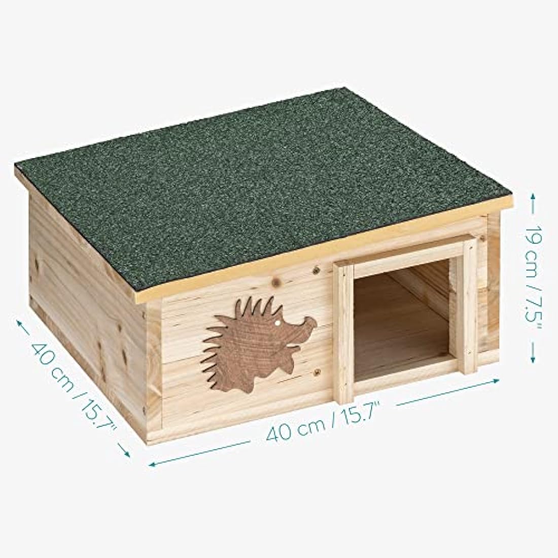 Navaris Wooden Hedgehog House – Outdoor Garden Hibernation Shelter