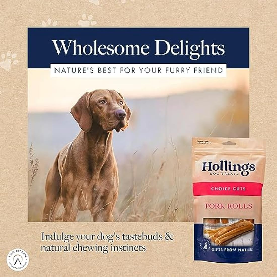 Hollings Pork Rolls Natural Dog Treats – Grain Free Dental Chews (60 Pack)