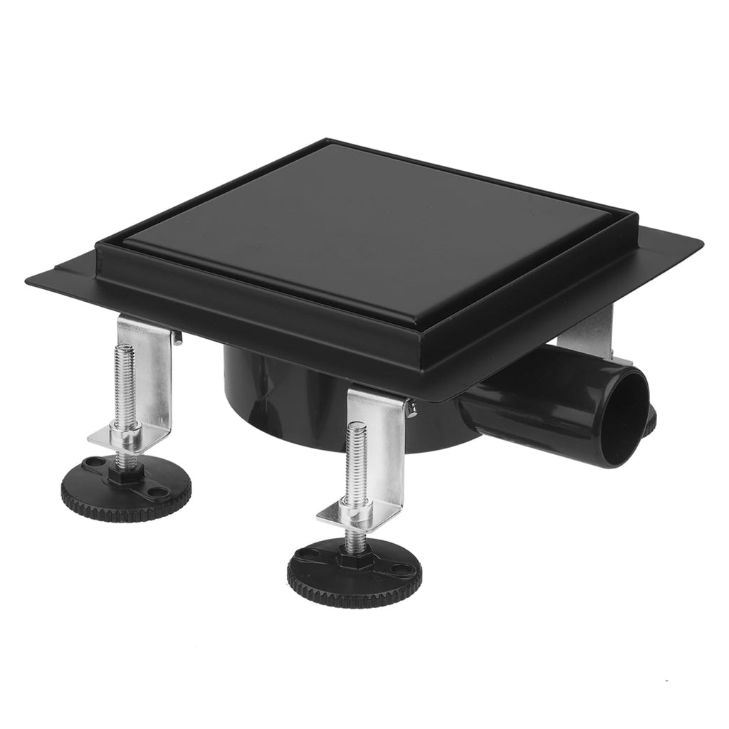 iYueMps Square Shower Drain 20 x 20cm Stainless Steel, 360° Siphon,Black - image 1