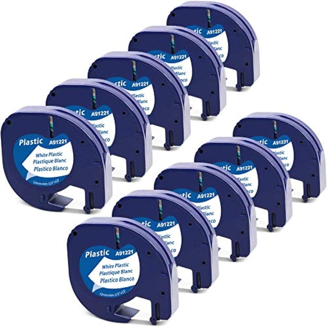 MarkField Compatible Dymo Letratag Plastic Label Tape 91201, 12mm, 10-Pack