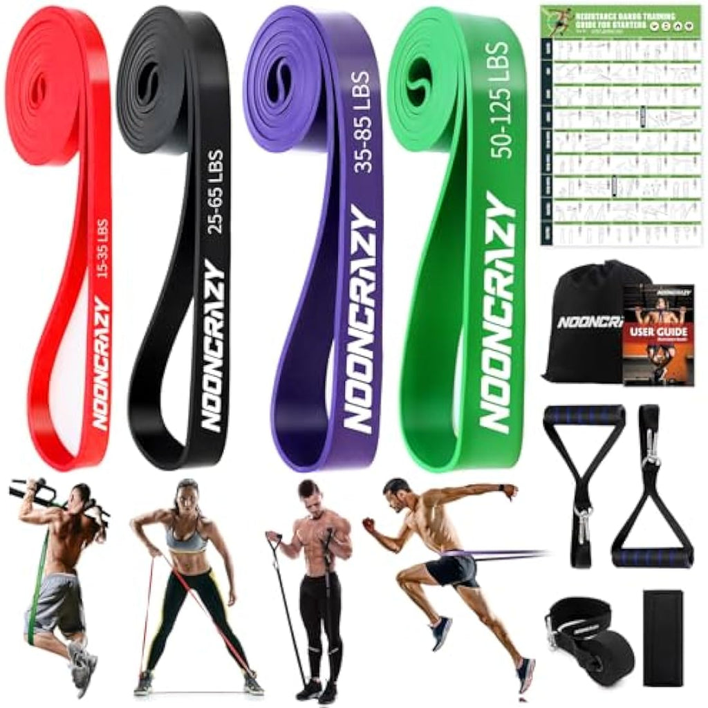 Nooncrazy Resistance Bands Set - 4 Levels with Handles & Door Anchor