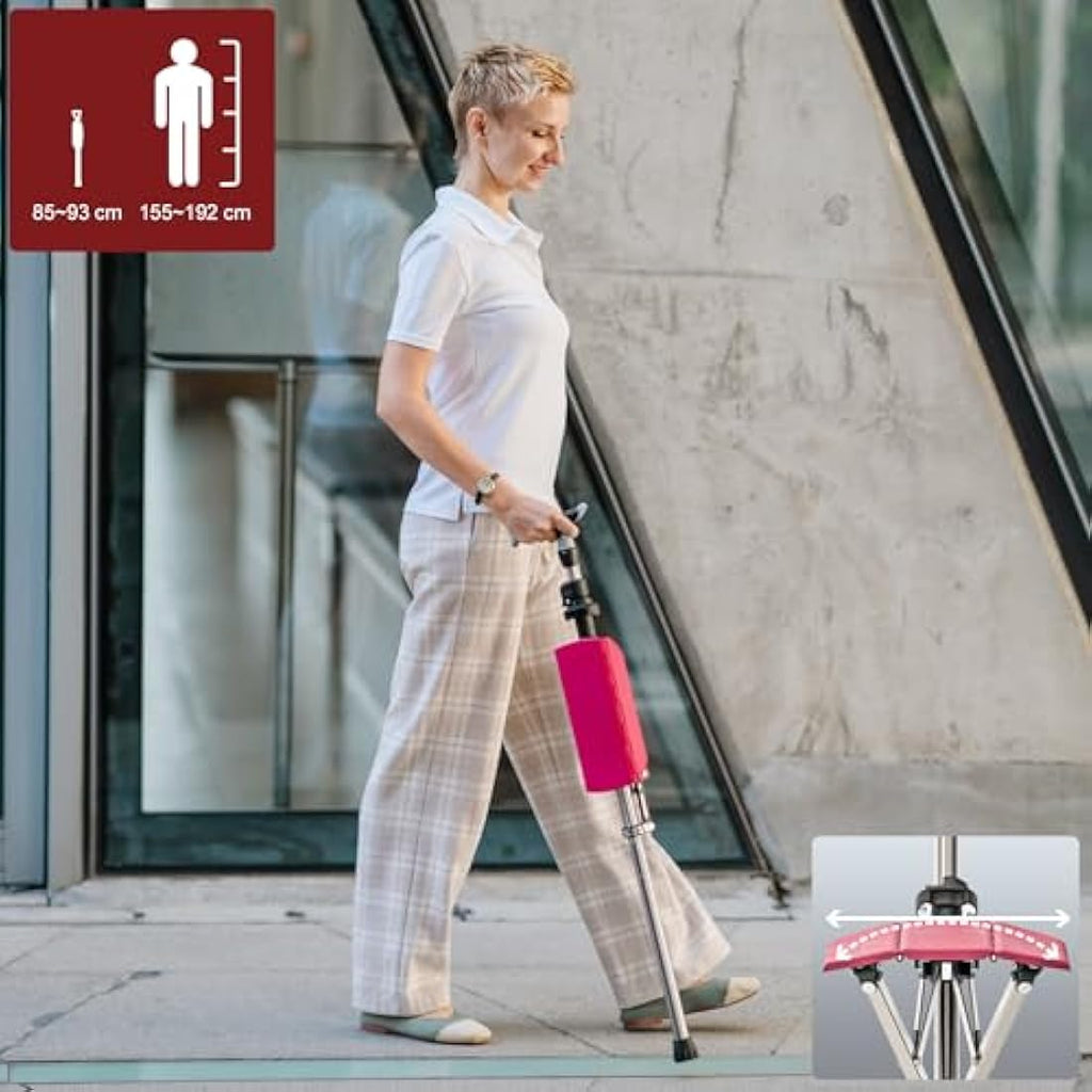 Ta-Da Chair PRO Walking Stick with Seat – Lightweight Folding Stool, Red